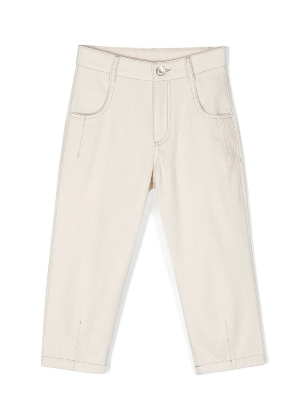 Farfetch Eleventy Kids Contrast Stitching Cotton Trousers